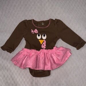 Koala Kids Brown Onesie Turkey with Pink Tutu